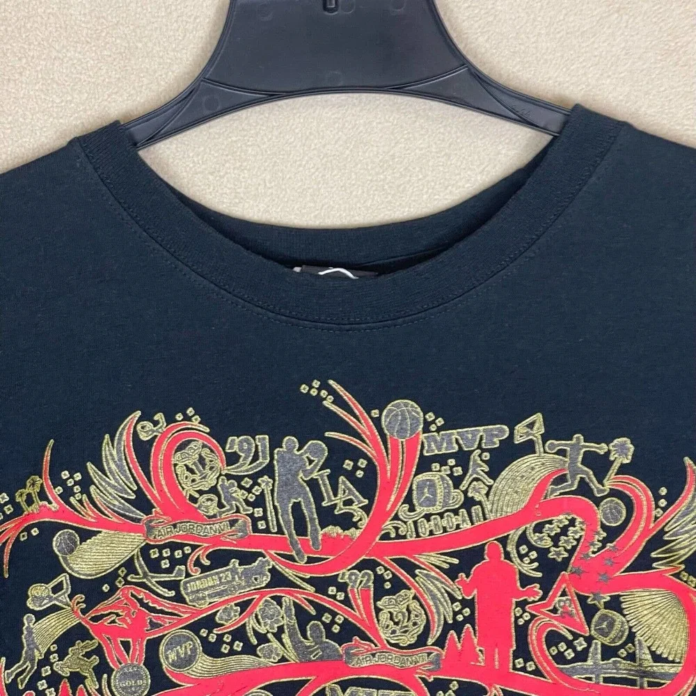 Nike Air Jordan MVP Short Sleeve Y2K T Shirt Mens 3XL Black Graphic Design‎
